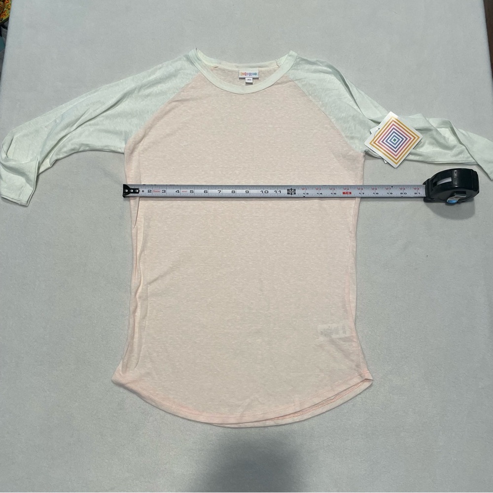LuLaRoe Randy shirt, powder pink and white color block, XS, NWT - Picture 2 of 7